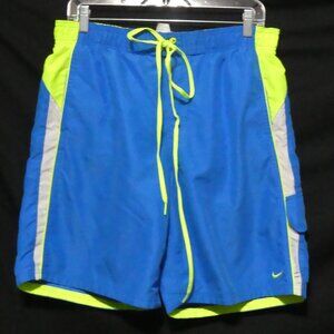 NIKE | medium | Mesh Lined Blue and Neon Green Swim Shorts - Trunks